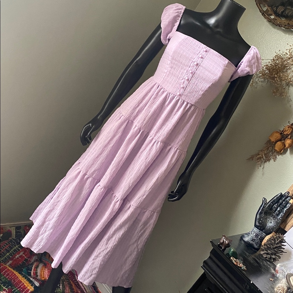 Lavender Puff Sleeve Maxi Dress